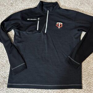 Minnesota Twins Jacket Mens Medium Black MLB Baseball Columbia 1/4 Zip Omni-Heat